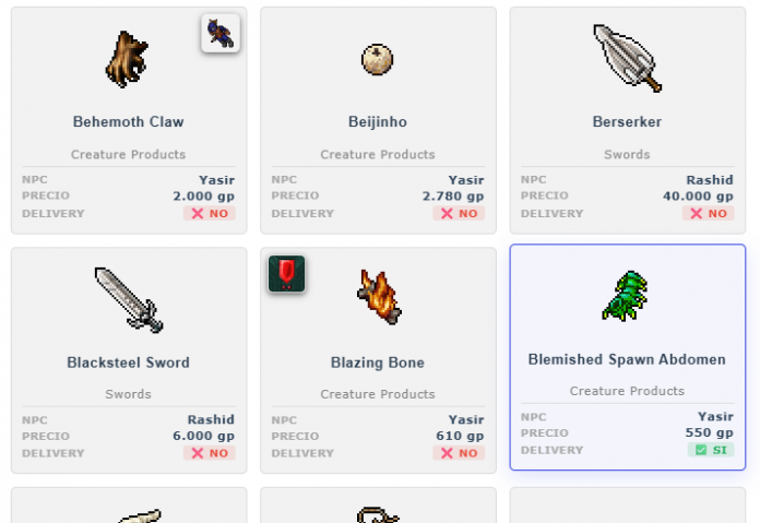 Items de Tibia | TibiaCentral